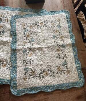 Martha Stewart Collection Teal Floral Quilted Standard Pillow Sham Set